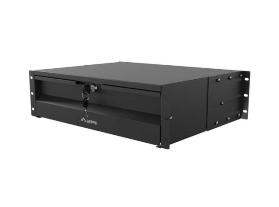 CASSETTO DA 19" 3U/483X360 MM CAPACITÀ DI CARICO MASSIMA FINO A 90 KG MONTAGGIO A 4 PUNTI LANBERG NERO
