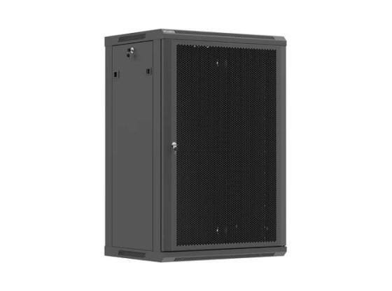 ARMADIO RACK 19" DA PARETE 18U/600X450 (KIT DI MONTAGGIO) CON PORTA PERFORATA NERA LANBERG