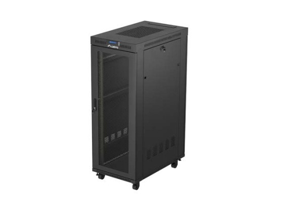 ARMADIO RACK 19" AUTOPORTANTE 32U/600X1000 (MONTATO) CON PORTA IN RETE PER LCD NERO LANBERG