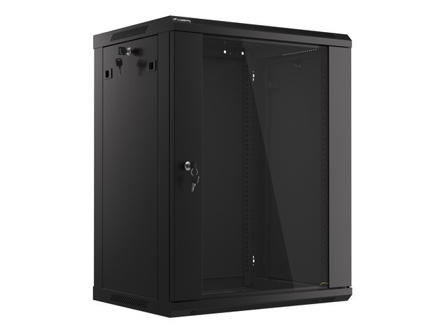 ARMADIO RACK 19" A PARETE 15U/600X450 (CONFEZIONE PIATTA) CON PORTA IN VETRO NERO LANBERG V2