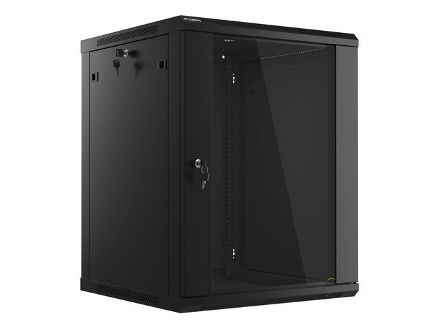 ARMADIO RACK 19" A PARETE 15U/600X600 (CONFEZIONE PIATTA) CON PORTA IN VETRO NERO LANBERG V2