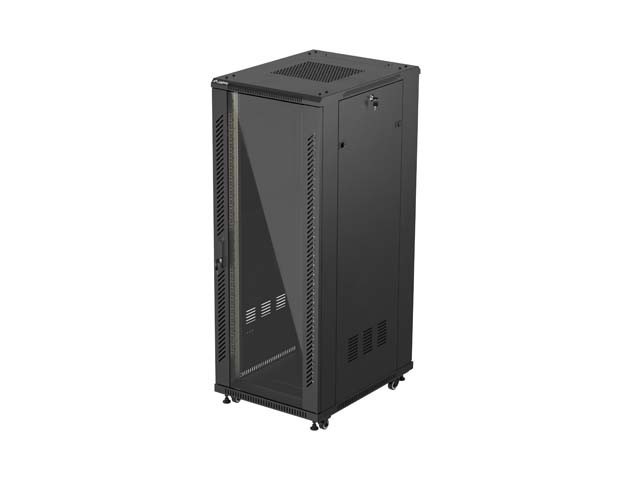 ARMADIO RACK 19" A LIBERA INSTALLAZIONE 32U/600X800 (CONFEZIONE PIATTA) CON PORTA IN VETRO NERO LANBERG