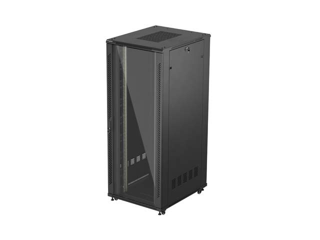ARMADIO RACK 19" A LIBERA INSTALLAZIONE 42U/800X1000 (CONFEZIONE PIATTA) CON PORTA IN VETRO NERO LANBERG