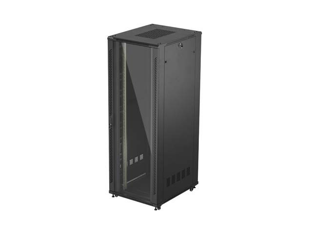 ARMADIO RACK 19" A LIBERA INSTALLAZIONE 47U/800X1000 (CONFEZIONE PIATTA) CON PORTA IN VETRO NERO LANBERG