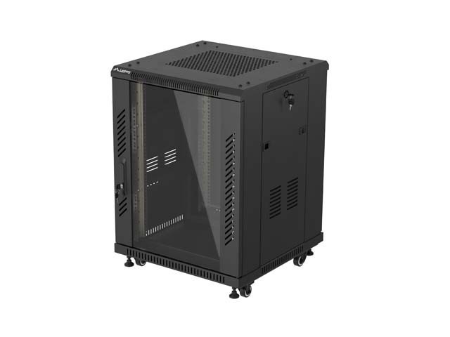 RACK DI INSTALLAZIONE 19" 15U 600X600 NERO CON PORTA IN VETRO LANBERG (CONFEZIONE PIATTA)