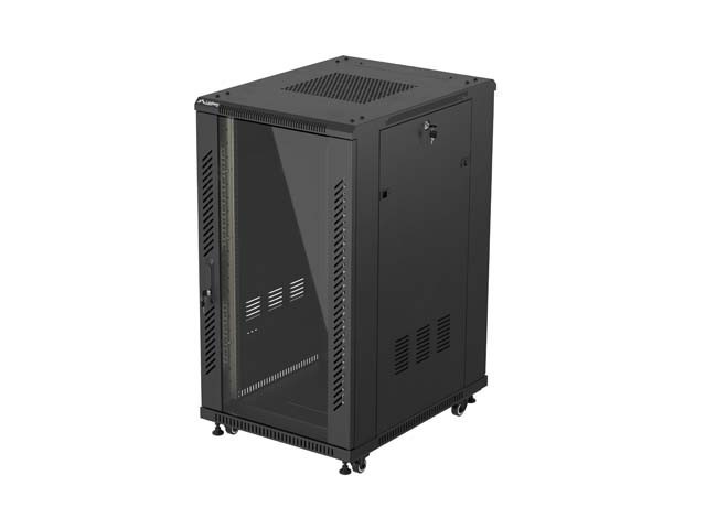 ARMADIO RACK 19" 22U 600X800 NERO PORTA VETRO LANBERG (CONFEZIONE PIATTA)