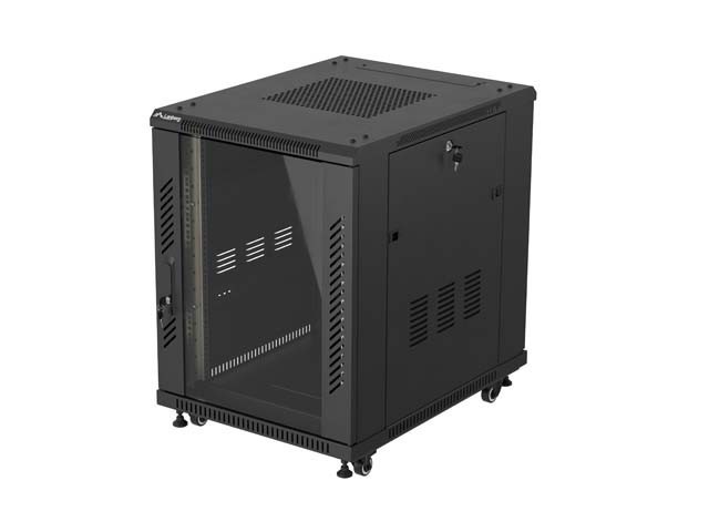 RACK DI INSTALLAZIONE 19" 15U 600X800 NERO LANBERG PORTA IN VETRO (CONFEZIONE PIATTA)