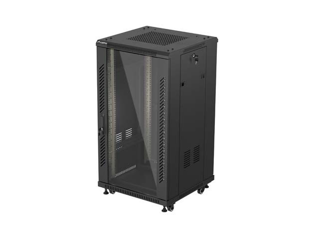ARMADIO RACK 19" 22U 600X600 NERO PORTA VETRO LANBERG (CONFEZIONE PIATTA)