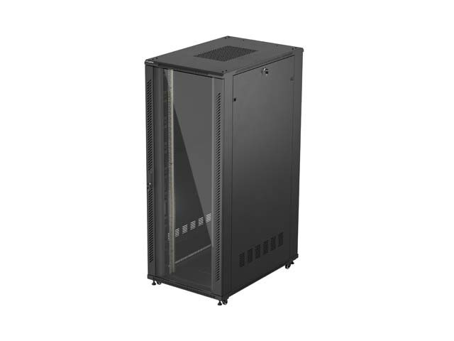 ARMADIO PER INSTALLAZIONE A RACK 19" 42U 800X1200 NERO CON PORTA IN VETRO LANBERG (CONFEZIONE PIATTA)
