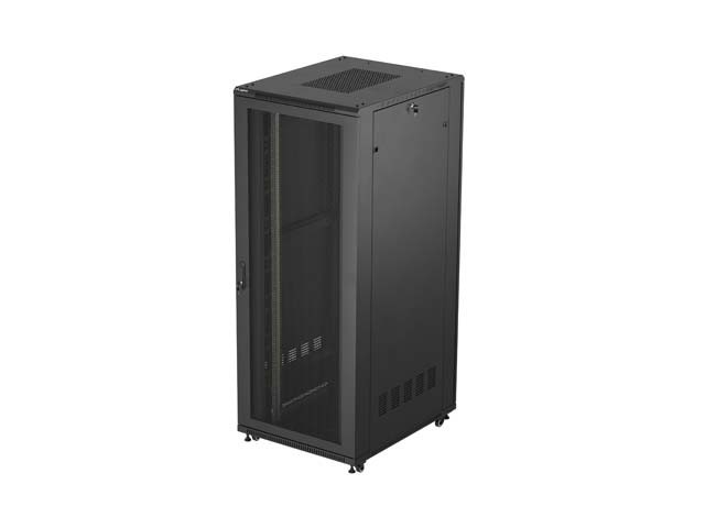 ARMADIO RACK 19" A LIBERA INSTALLAZIONE 42U/800X1000 (CONFEZIONE PIATTA) CON PORTA A RETE NERO LANBERG