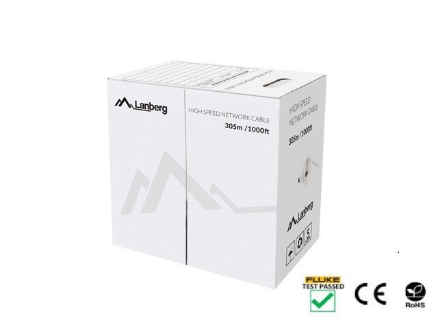 CAVO LAN CAT.5E UTP 305M SOLIDO CU NERO FLUKE LANBERG