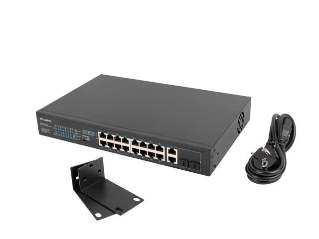 SWITCH LANBERG 16X 100MB POE+/2X 1GB/1X SFP RACK 19" GIGABIT ETHERNET NON GESTITO 250W
