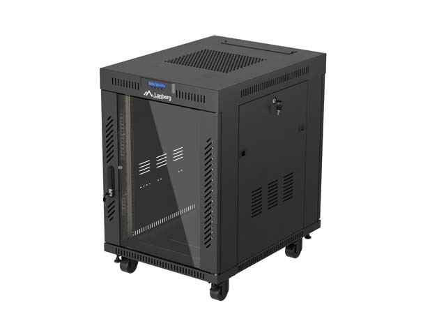 ARMADIO RACK 19" FREE-STANDING 15U/600X800 (CONFEZIONE PIATTA) CON PORTA IN VETRO LCD NERO LANBERG V2