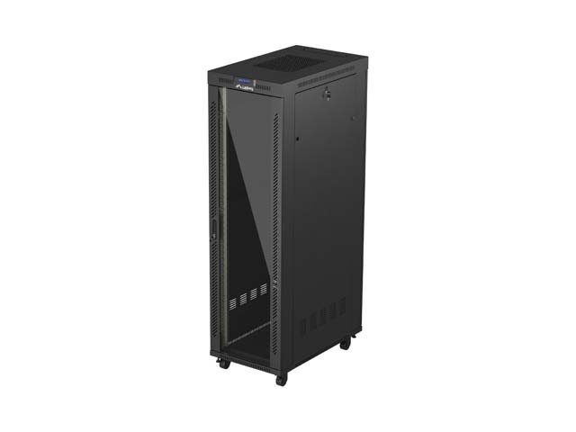 ARMADIO RACK 19" A LIBERA INSTALLAZIONE 42U/600X1000 (CONFEZIONE PIATTA) CON PORTA IN VETRO LCD NERO LANBERG V2