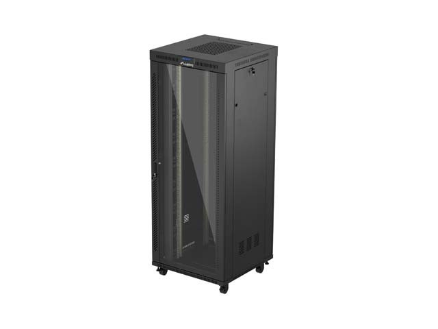 ARMADIO RACK 19" INDIPENDENTE 42U/800X800 (CONFEZIONE PIATTA) CON PORTA IN VETRO LCD NERO LANBERG V2
