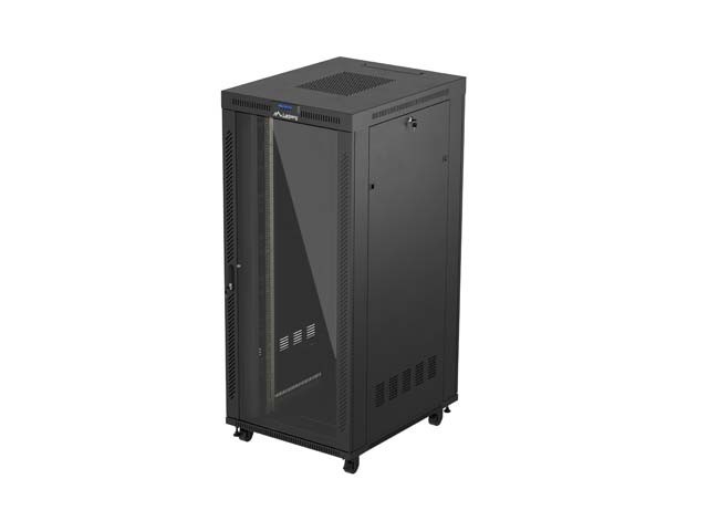 ARMADIO RACK 19" A LIBERA INSTALLAZIONE 37U/800X1000 (CONFEZIONE PIATTA) CON PORTA IN VETRO LCD NERO LANBERG V2