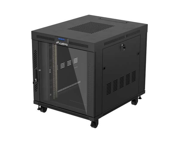 ARMADIO RACK 19" FREE-STANDING 15U/800X1000 (CONFEZIONE PIATTA) CON PORTA IN VETRO LCD NERO LANBERG V2