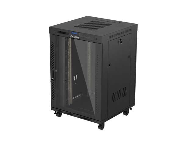 ARMADIO RACK 19" FREE-STANDING 22U/800X800 (CONFEZIONE PIATTA) CON PORTA IN VETRO LCD NERO LANBERG V2
