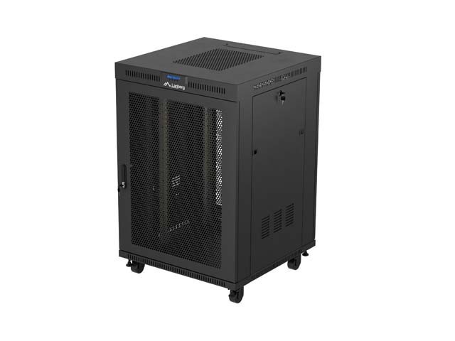 ARMADIO RACK 19" A LIBERA INSTALLAZIONE 22U/800X800 (CONFEZIONE PIATTA) NERO CON PORTA IN VETRO LCD LANBERG V2