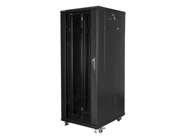 ARMADIO RACK 19" A LIBERA INSTALLAZIONE 32U/600X800 CON PORTA IN VETRO NERO LANBERG (ASSEMBLATO)