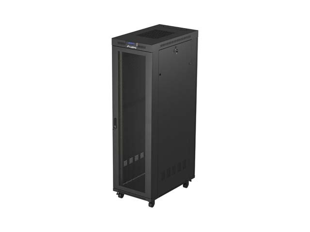 ARMADIO RACK 19" INDIPENDENTE 42U/600X1000 (CONFEZIONE PIATTA) CON PORTA A RETE LCD NERO LANBERG V2