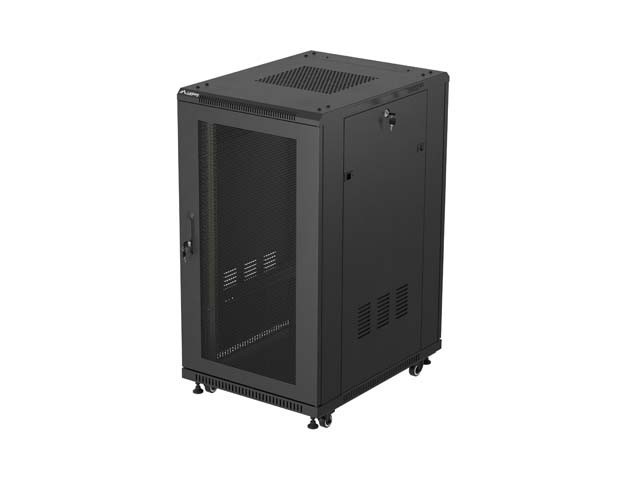 ARMADIO RACK 19" A LIBERA INSTALLAZIONE 22U/600X800 (CONFEZIONE PIATTA) CON PORTA A RETE NERO LANBERG