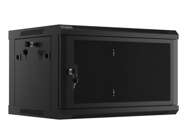 ARMADIO RACK 19" A PARETE 6U/600X450 CON PORTA PERFORATA NERO LANBERG (CONFEZIONE PIATTA)
