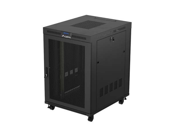 ARMADIO RACK 19" A LIBERA INSTALLAZIONE 22U/800X1000 (CONFEZIONE PIATTA) CON PORTA A RETE LCD NERO LANBERG V2