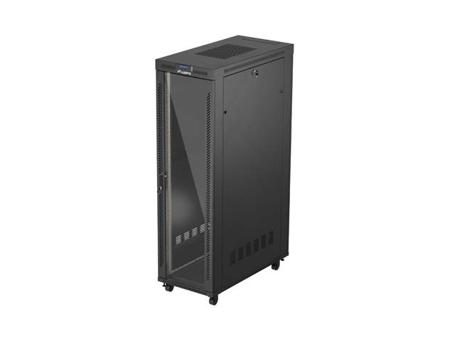 RACK DI INSTALLAZIONE 19" 42U 600X1200 NERO PORTA VETRO LCD LANBERG (CONFEZIONE PIATTA) V2