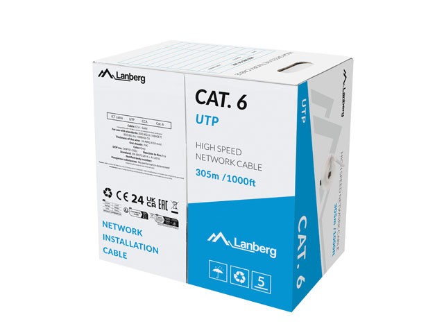 LAN UTP CAT.6 305M FILO CCA GRIGIO FLUKE PASSATO LANBERG