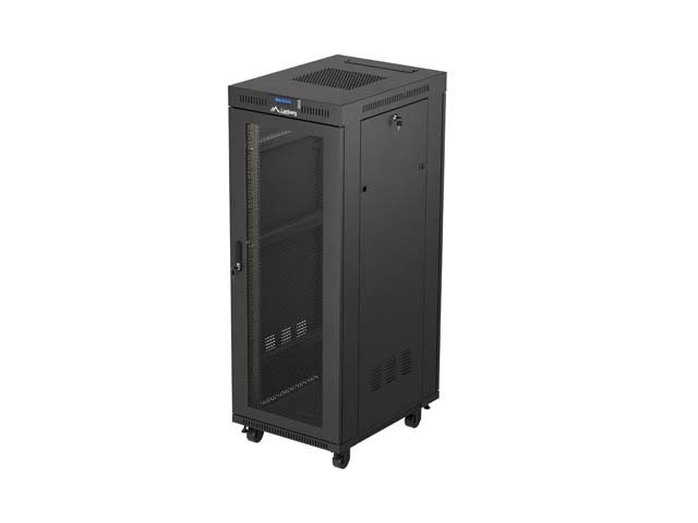 ARMADIO PER INSTALLAZIONE A RACK 19" 32U 600X800 NERO LCD PORTA PERFORATA LANBERG (CONFEZIONE PIATTA)