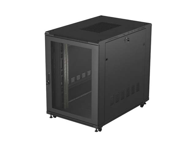 ARMADIO PER INSTALLAZIONE A RACK 19" 22U 800X1200 NERO PORTA PERFORATA LANBERG (CONFEZIONE PIATTA)