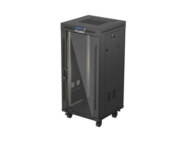 INSTALLAZIONE RACK 19" 24U 600X600 NERO PORTA VETRO LCD LANBERG (CONFEZIONE PIATTA) V2